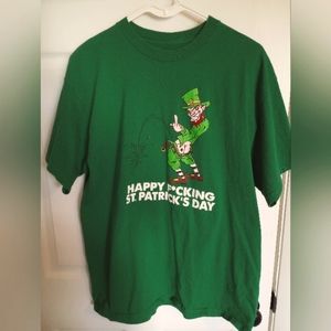 HAPPY F*CKING ST. PATRICKS DAY Green T-Shirt SPENCER'S Size XL Leprechaun